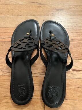 Tory Burch Black Miller Leather Sandals